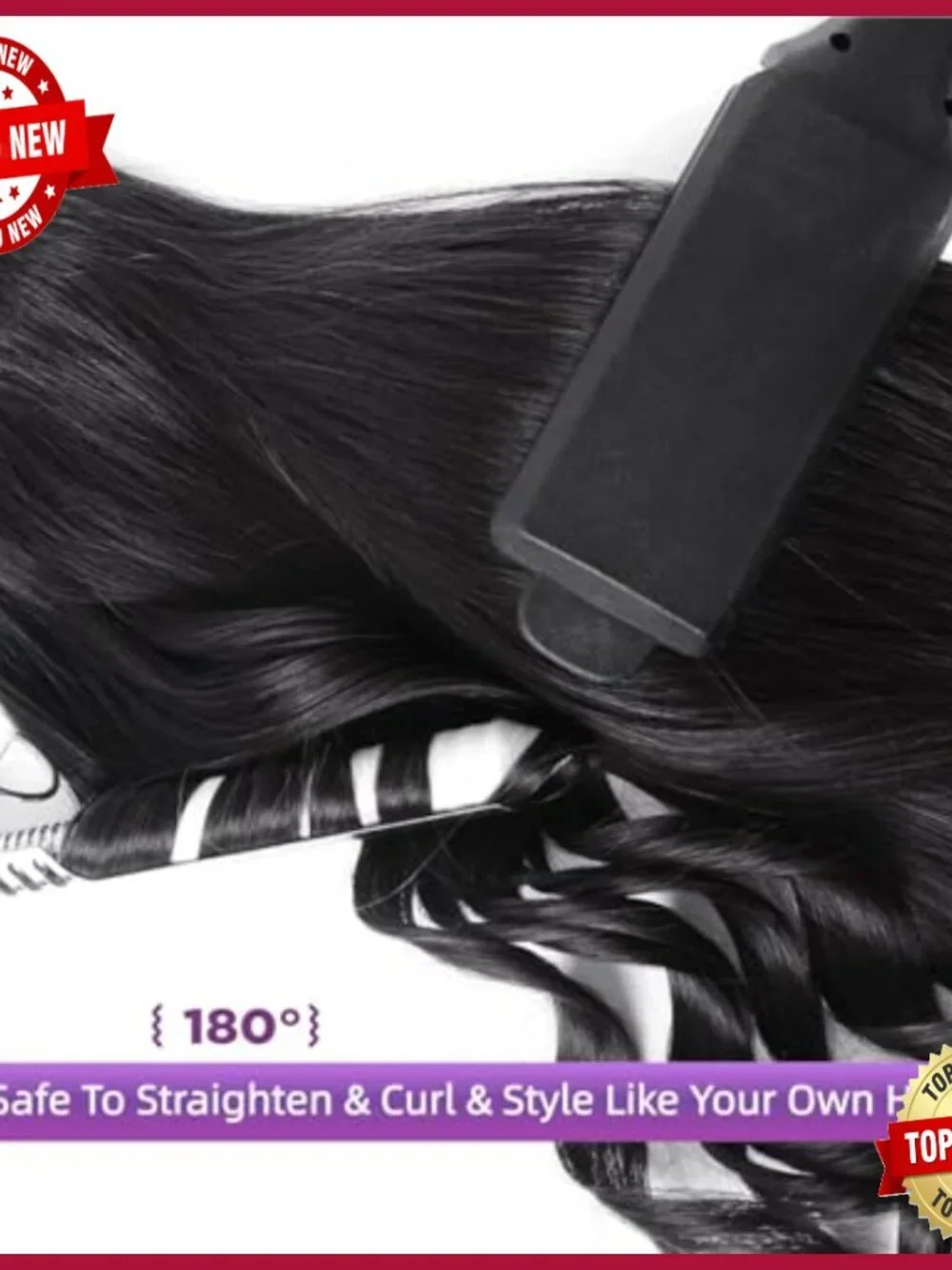 24 Inch Clip In Human Hair Extensions, 8 Piece Set, Seamless Straight